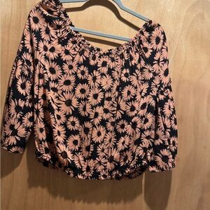 Forever 21 Black and Orange Floral Blouse